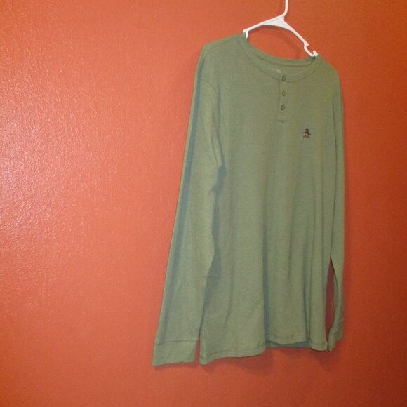 Original Penguin NEW Men Large Green Warm Outdoor Vacation Long Sleeve Shirt - Picture 2 of 11